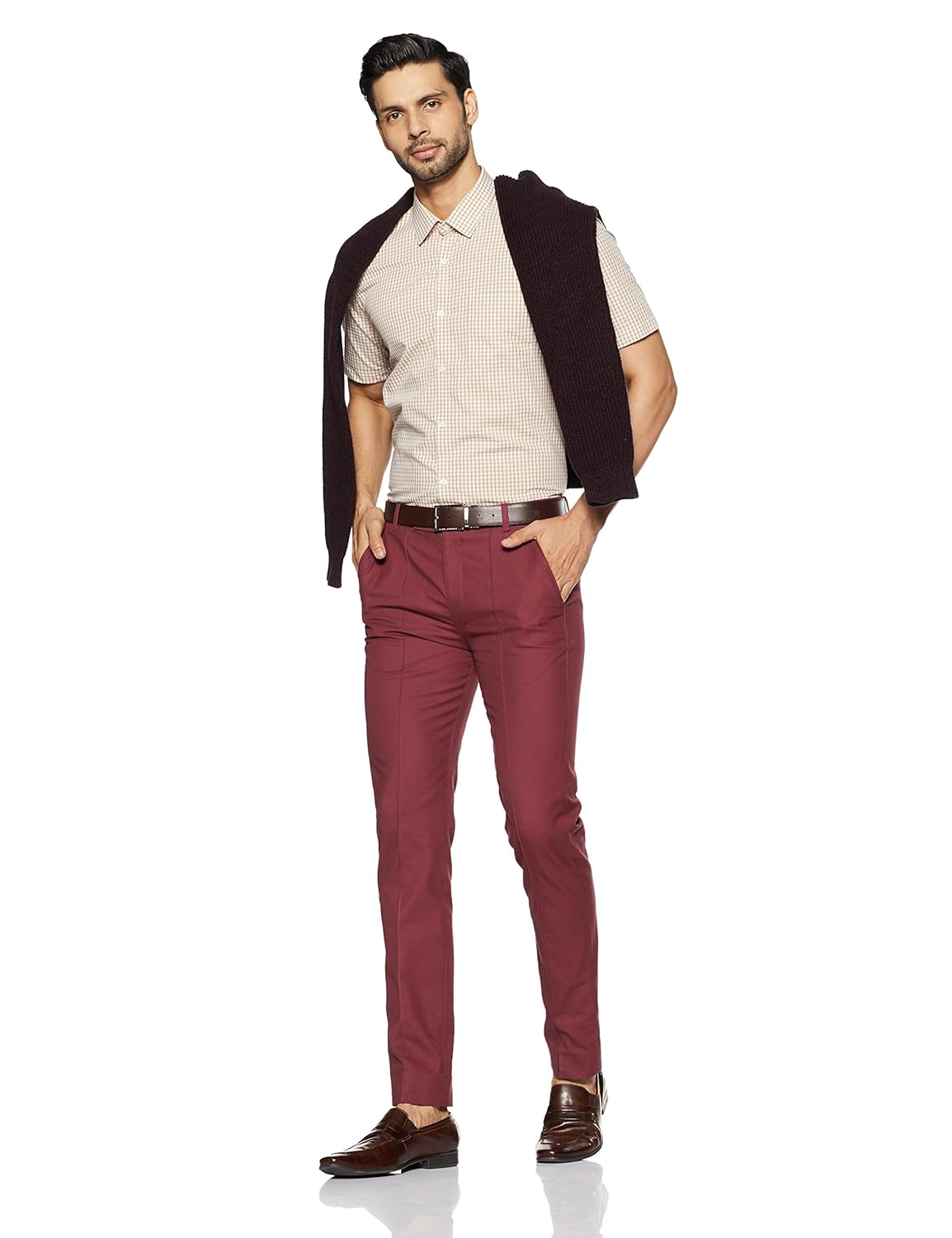 peter england men's solid regular fit formal shirt