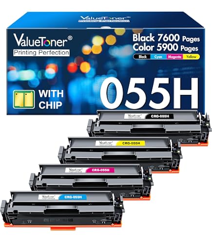 055H Toner Cartridge 4 Pack：High Capacity Replacement for Canon