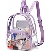 abshoo Clear Mini Backpack for Stadium Events Approved See Through Bag Transparent Backpacks for Girls Women (Purple)