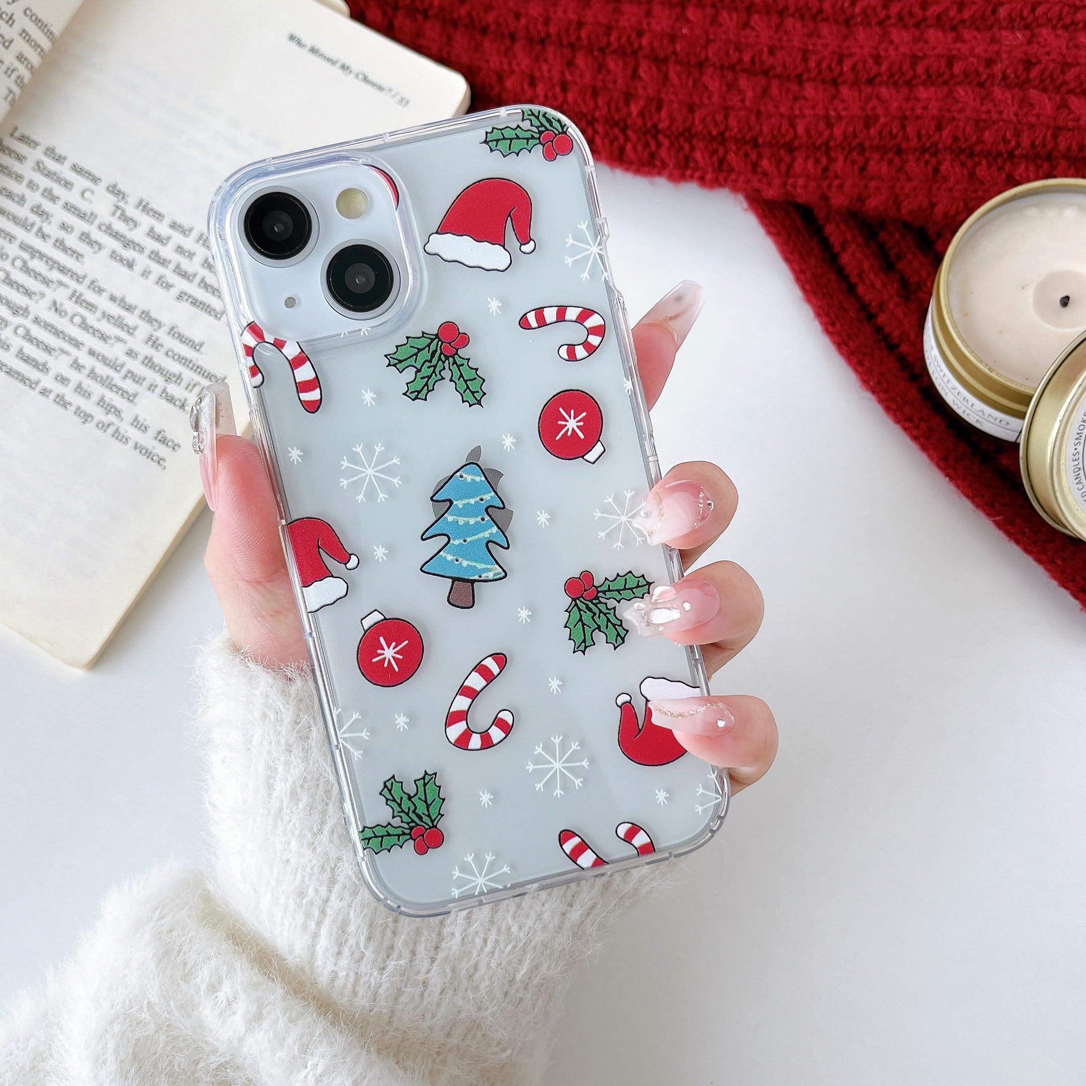 RALEAVO Christmas Case for iPhone 14 Plus 6.7", Cute Clear Cartoon Design Phone Case Soft Silicone Protective Shockproof Bumper Cover Case for iPhone 14 Plus-White Snow — image 1