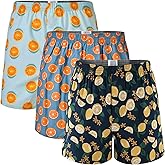 Cinvik Mens Boxer Shorts Funny Boxers Sleep Short Plaid Cotton Loose Woven Boxers for Men Small Medium Large