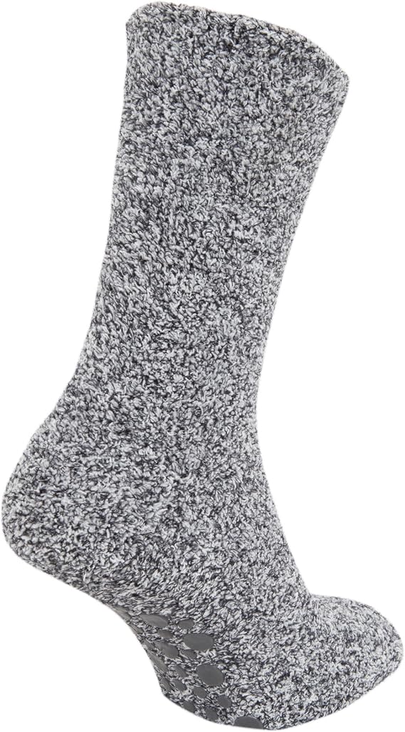 Chaussettes Intérieures Homme - Polaire Moelleuse - Semelle Antidérapante - Taille 40-45 - Noir, Gris, Bleu Marine