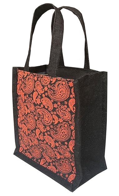 Urban Jhola Unisex Jute Lunch Bag (Orange Black)