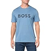 BOSS Mens Big Textured Logo Cotton T-Shirt