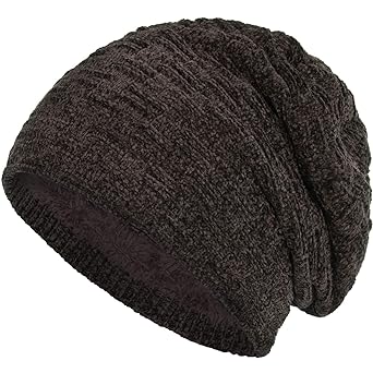 Compagno warm gefütterte Beanie Wintermütze angesagtes Strickmuster Fleece-Futter Mütze Einheitsgröße