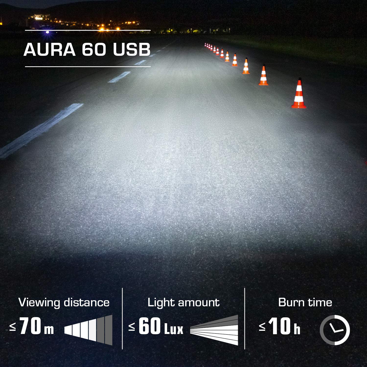 Sigma LED Fahrradlicht Set Aura 60 und Infinity | StVZO zugelassenes, akkubetriebenes Vorderlicht und Rücklicht | spritzwassergeschütztes Fahrradbeleuchtungsset 7