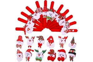 Elcoho 24 Pieces Christmas Slap Bracelets Xmas Slap Bands Party Toys Gifts with Santa Claus Snowman Reindeer Cute Styles for Exchange Gifts or Christmas Party Favor