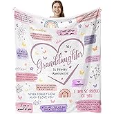 lemzcen Granddaughter Gifts from Grandma Grandpa, Gifts for Granddaughter Blanket, Granddaughters Birthday Gifts from Grandparents, Mothers Day Graduation to My Granddaughters Throw Blanket 60"X50"
