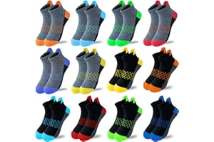 JAMEGIO 12 Pairs Boys Sock kids Half Cushion Low Cut socks Sport Ankle Athletic Sock for Little Big Kids Size Age 3-14 Years
