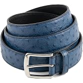 Embossed Ostrich Leather Belt, Casual Dress Belt Width 1.30 in 3 Colors