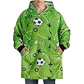 Soccer Gifts for Boys, Girls, Men, Wearable Blanket Hoodie, Oversized Hooded Blanket, Plush, Cozy, Warm