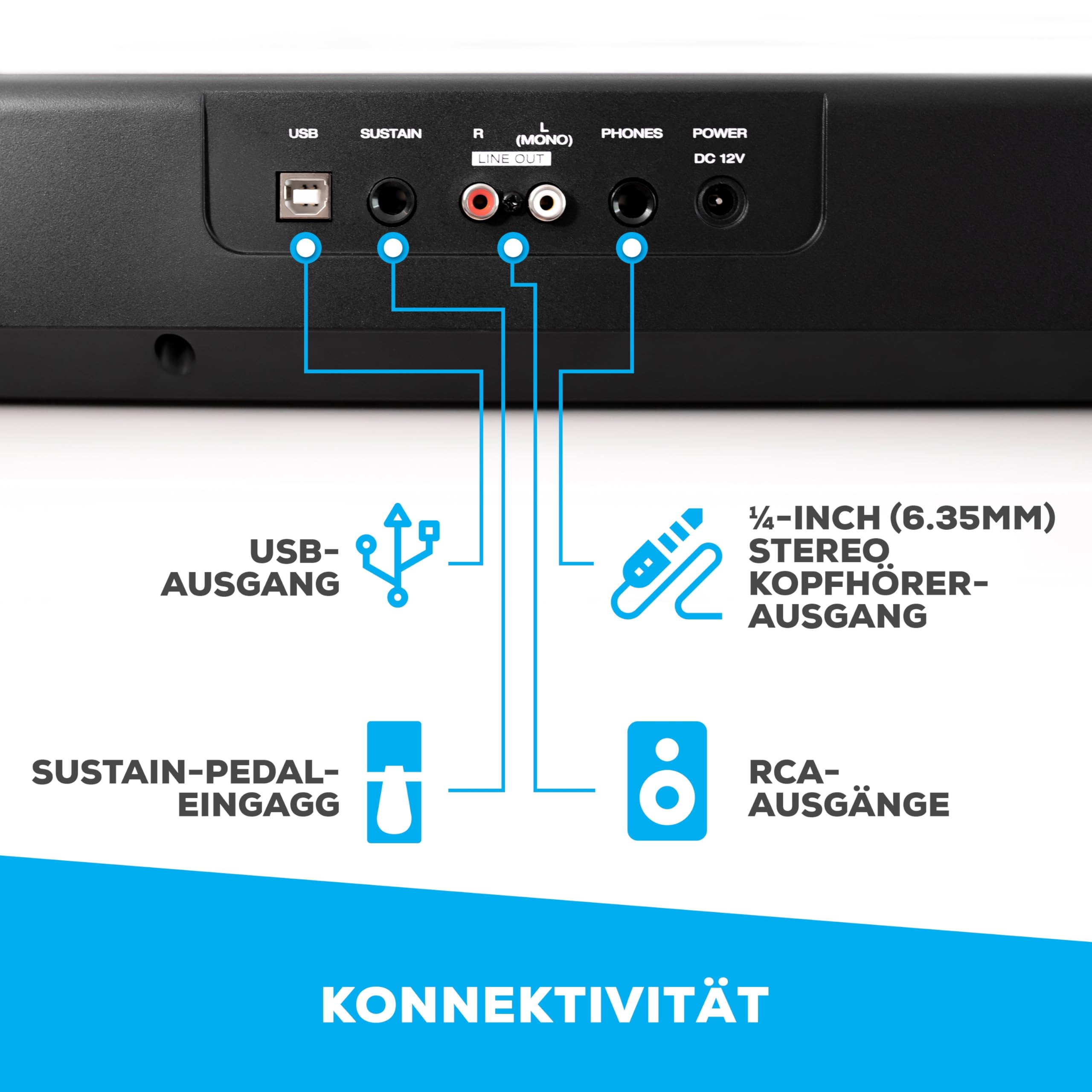 Alesis Recital - E Piano 88 Tasten für Einsteiger mit Halbgewichteten Volle Größe Klavier, Lautsprechern, Fünf Premium-Stimmen, Kopfhörerausgang, Klavier Lektionen-Abo 4