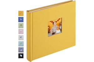 1DOT2 Photo Album 4x6 Hold 60 Photos with Memo Vertical Slip-in Pockets Photo Book, Linen Cover Picture Photo Albums with Writing Space for Wedding Baby Mother's Day Indian Yellow