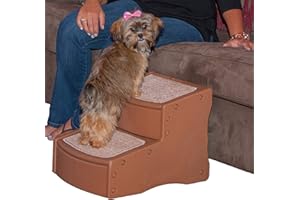 Pet Gear Easy Step II Pet Stairs, 2 Step For Cats/Dogs Up To 75-Pounds, Portable, Removable Washable Carpet Tread, No Tools Required, Available In 4 Colors,Light Cocoa
