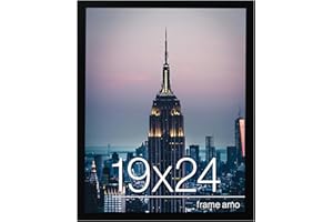 Frame Amo 19x24 Black Modern Picture or Poster Frame, 1 inch Wide Border, Smooth Wrap Finish, Acrylic Face