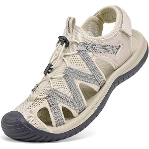 Dannto Womens Closed Toe Hiking Sandals Walking Water Shoes | Protective Cap,Breathable Mesh,Lightweight Construction,Casual,