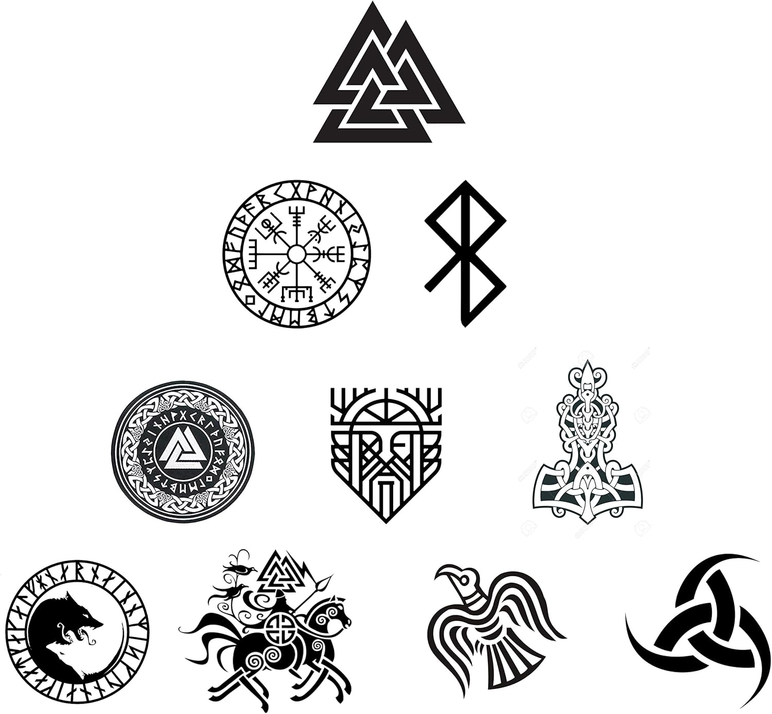 10 pcs Viking Sticker Super Set Big Size 4 inches each Norse