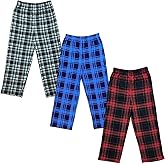 Mad Dog Concepts Boys Pajama Pants - Soft Micro Fleece PJ Bottoms for Kids Printed Plaid Design Boy's Sleepwear Size 6–20 3PK