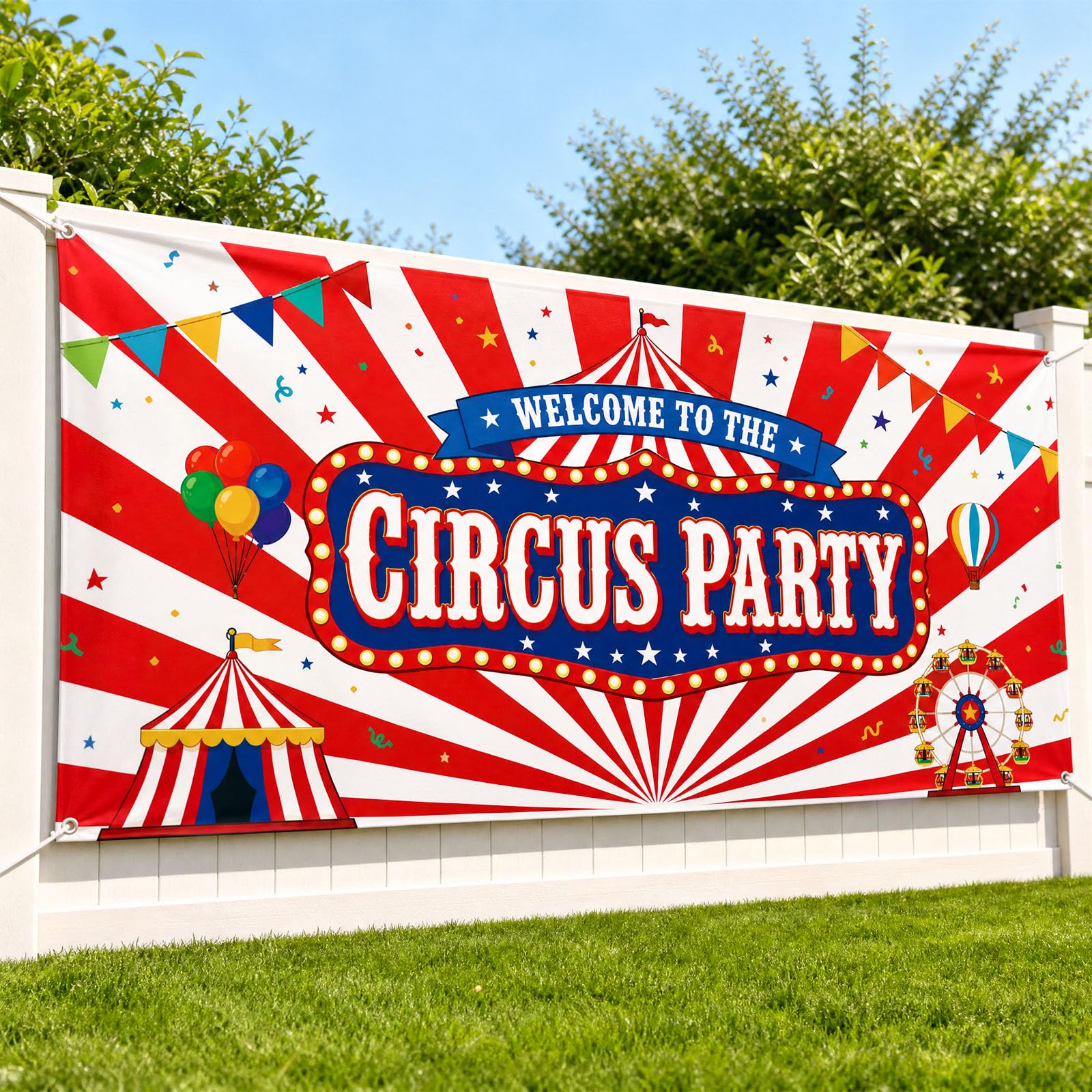 LovesTown Welcome to the Circus Party Backdrop, 70.9 x 35.4 in