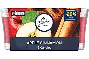 Glade Scented Candle, Apple Cinnamon, 1 Wick Candle, Air Freshener Infused with Essential Oils for Home Fragrance, 2 Count (P