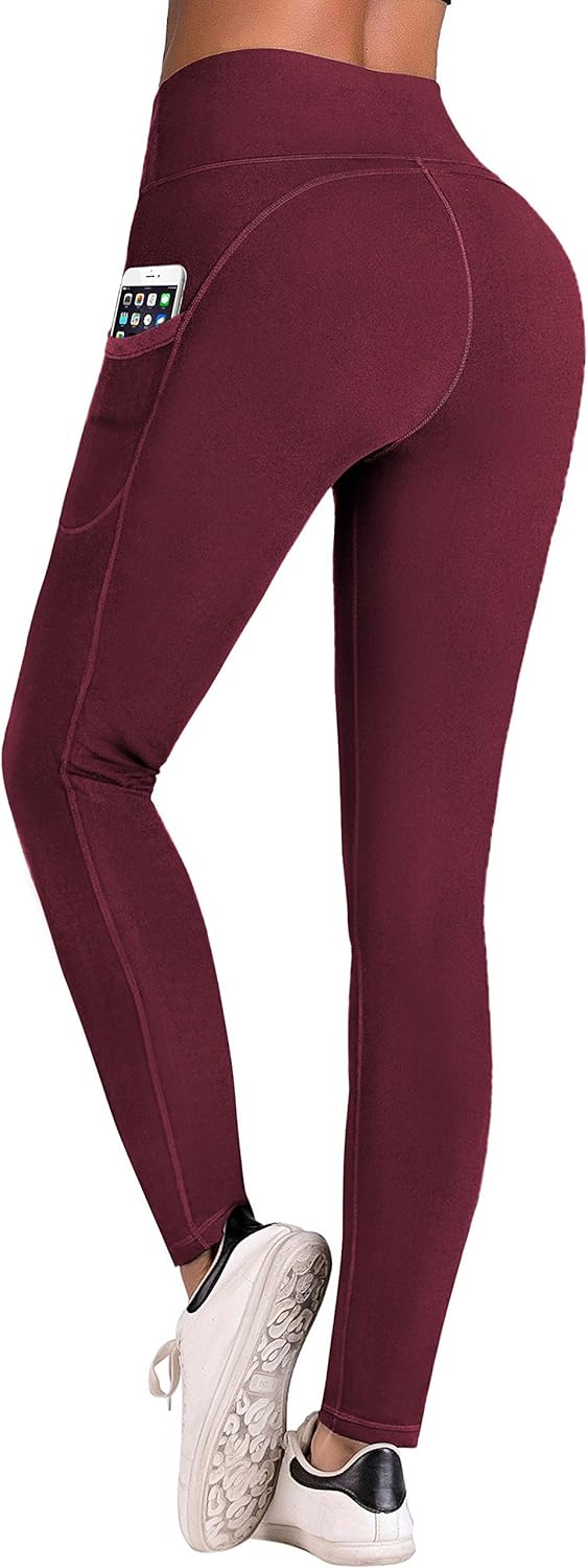 IUGA High Waist Yoga Pants with Pockets, Tummy Control, Workout Pants for Women 4 Way Stretch Yoga Leggings with Pockets: Clothing