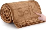 Moonlight20015 Fleece Throw Blanket 130x150 cm Camel 400 GSM Soft Cozy