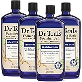 Dr Teal's Foaming Bath with Pure Epsom Salt, Sensitive Skin with Colloidal Oatmeal & Cucumber, 34 fl oz (Pack of 4)