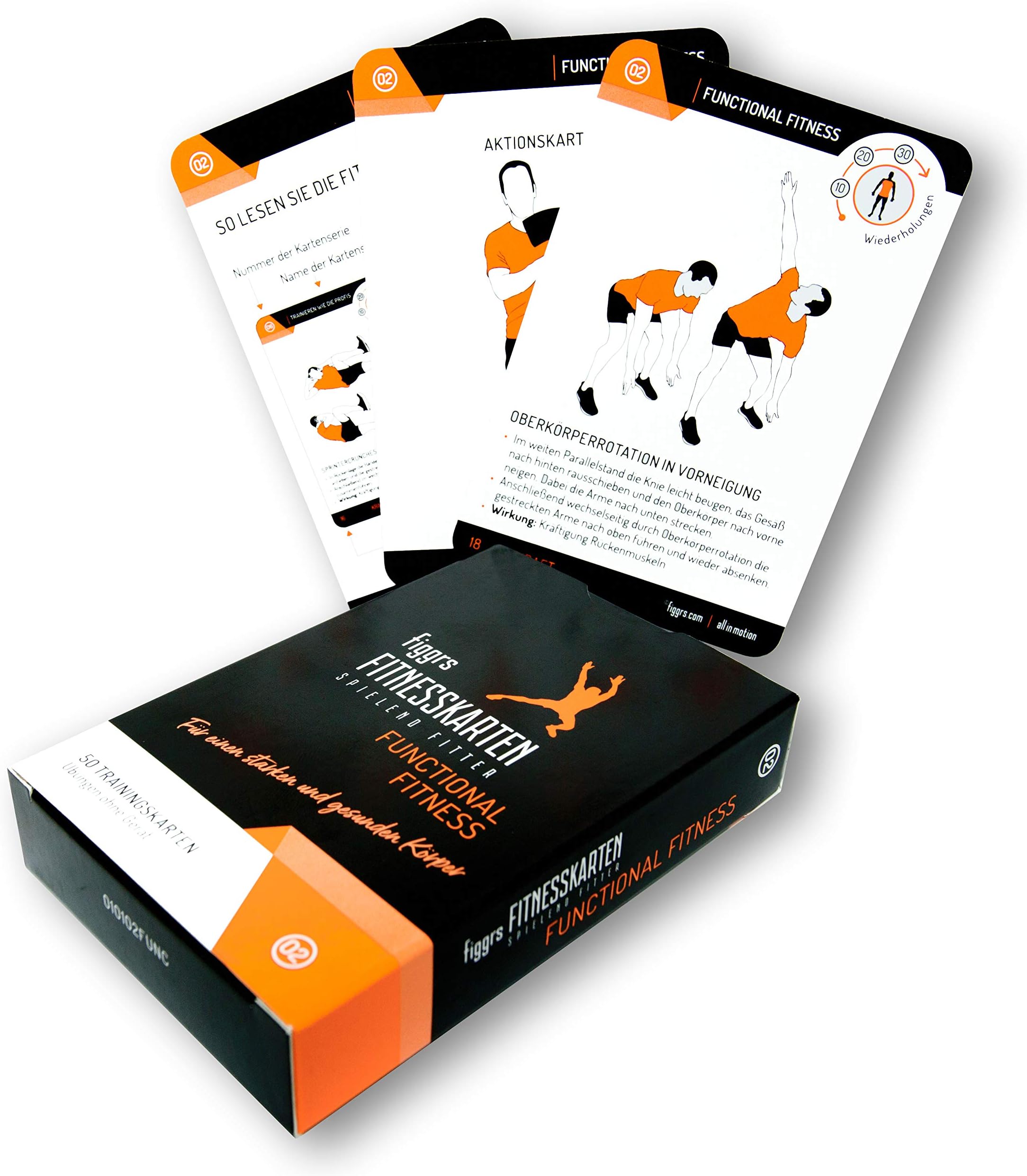 figgrs Training Cards in German - Functional Fitness I 50 fitness exercises for powerful & dynamic muscles I Bodyweight exercises without equipment I For men & women