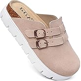 PUVONAW Genuine Suede Clogs-Adjustable Platform Clogs for Women Footwear with Arch Support, Women Mules Sandals& Slip-On Casual Potato Shoes