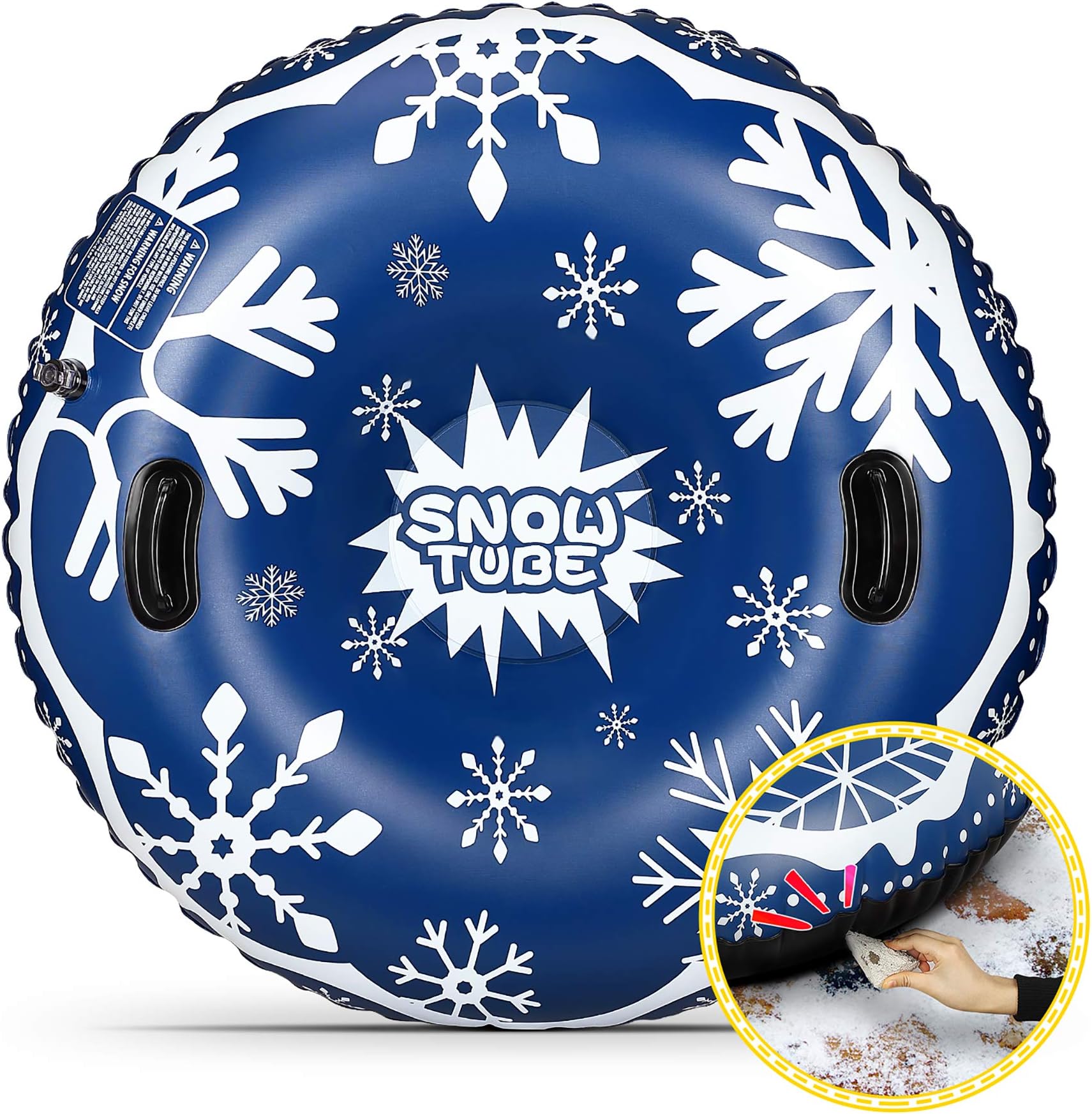 wilbest® Snow Tube, 47Inch Inflatable Snow Tube Sled for Kids and Adults, Thicker 0.6mm Military Grade Material, Extra Large Durable Sledding Tube, Heavy Duty Freeze-Resistant Snow Sledge with Handles