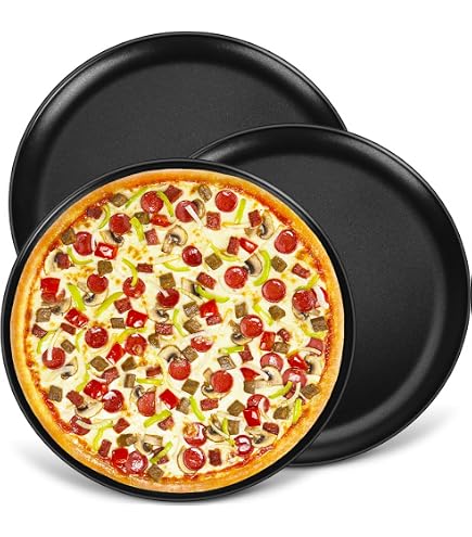 2 Plaques à Pizza Acier Inoxydable 30 Cm - Antiadhésif, Faciles à Nettoyer - Four