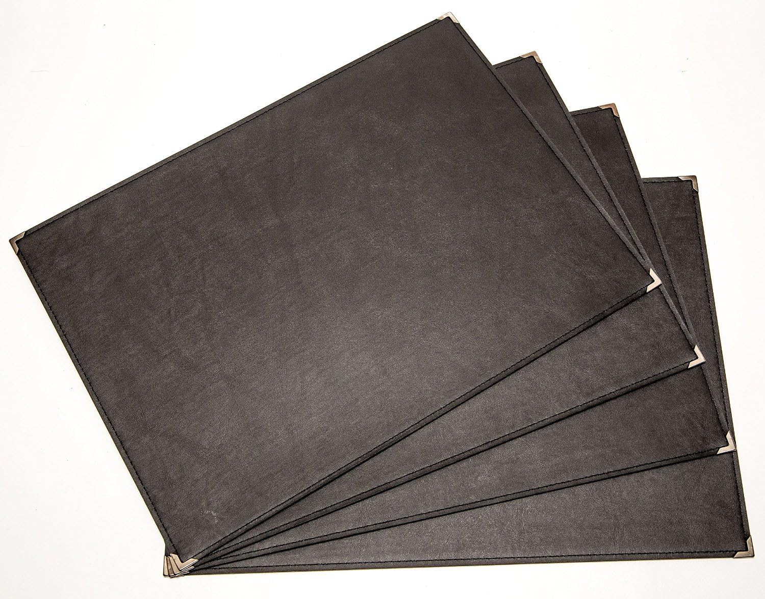 Placemats Made In Faux Leather (4-Pack) - 18" X 13" - Black