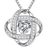 MOOSEA Valentines Day Gifts for Her, 1-3 ct Love Knot Moissanite Necklace Lab Created Moissanite 925 Sterling Silver Necklace Anniversary Jewelry Gifts Birthday Gifts for Her Wife Girlfriend Mom