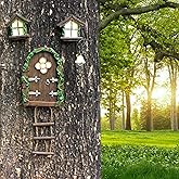 Fairy Garden Door and Windows – Glow in The Dark Yard Art Sculpture Decoration Accessories,Wall and Trees Outdoor | Miniature