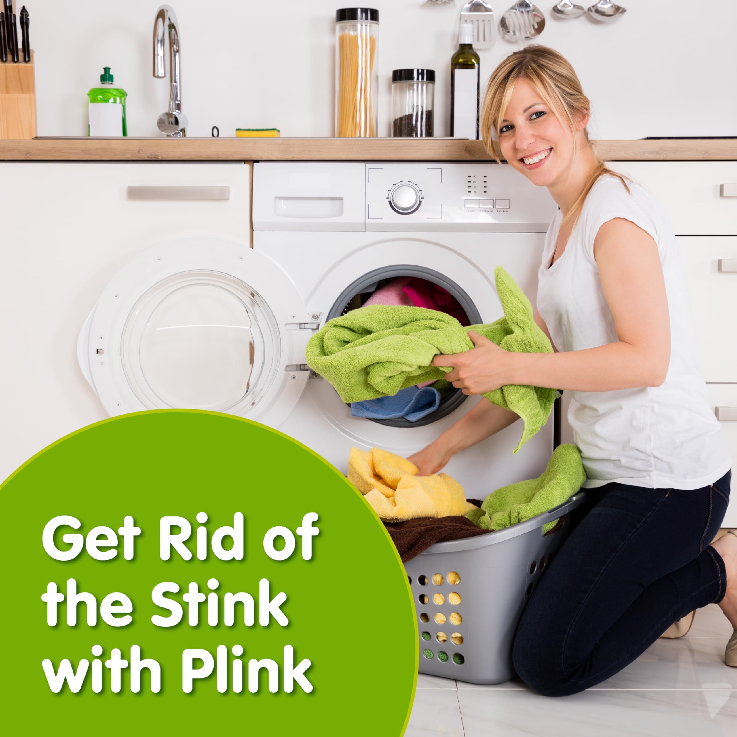 Plink Washing Machine and Dishwasher Cleaner and Freshener, Prevents Residue and Removes Odors in Kitchen and Laundry Room Appliances, Septic-Friendly, Made in the USA, Lemon Scent, 12 Tablets