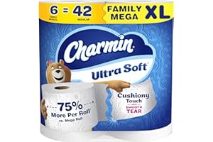 Charmin Ultra Soft Cushiony Touch Toilet Paper, 6 Family Mega XL Rolls = 42 Regular Rolls