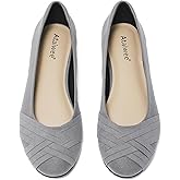 Ataiwee Women's Wide Width Flats Shoes - Casual Comfortable Round Toe Plus Size Ballet Shoes.