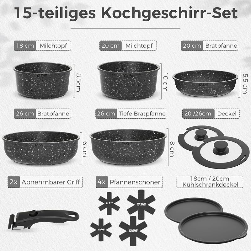 15-teiliges Kochgeschirrset, Induktion, ungiftig, PTFE- und PFAS-frei