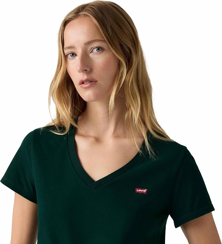 T-Shirt à col V Parfait pour Femme (1 pièce), Vert pin, M — photo 2 sur 6