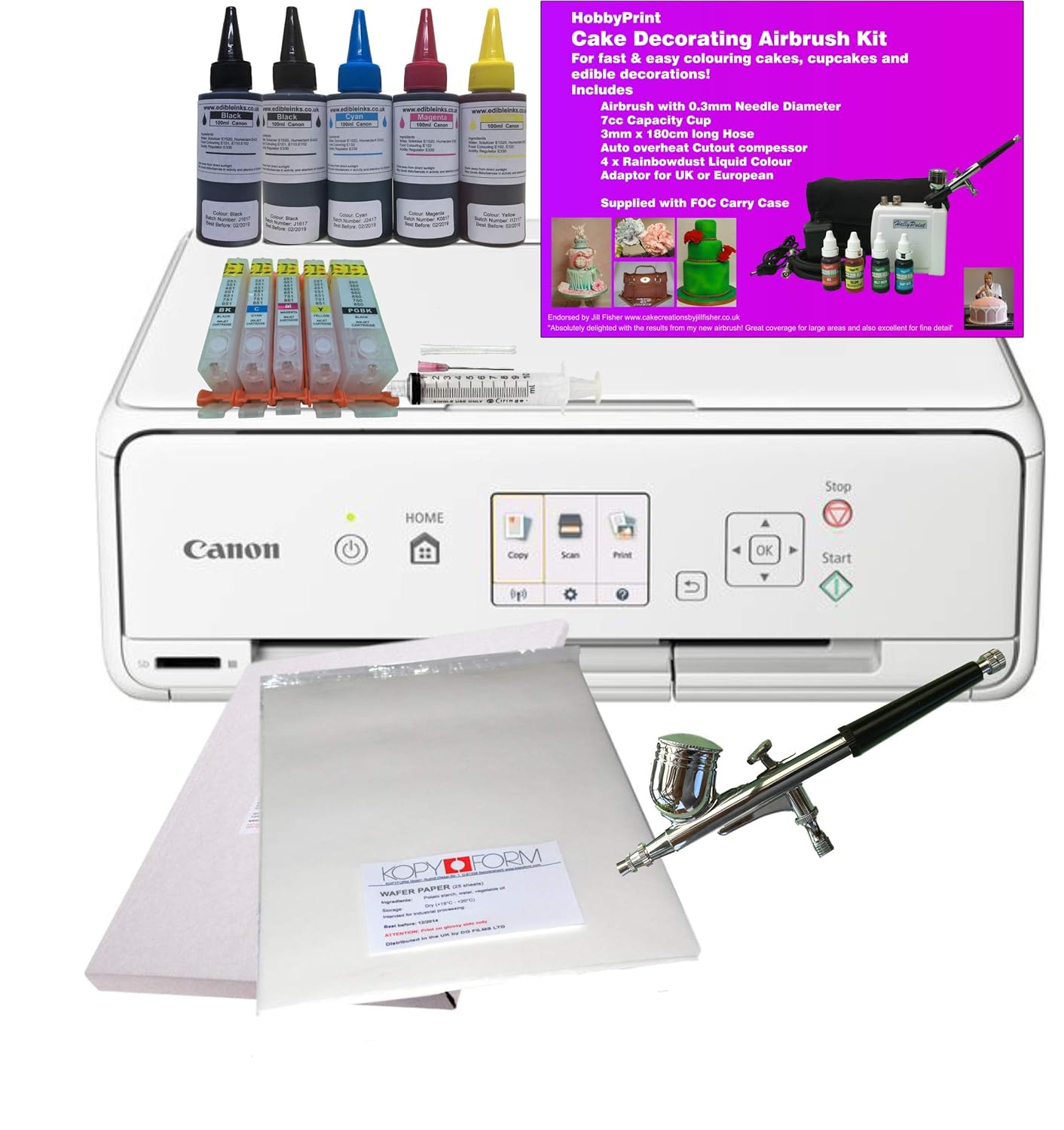 Edible Printer Package with Airbrush Kit for Cake Decorating Complete