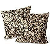 Valvphora Cheetah Throw Pillow Covers, 2 Sets 18X18 Inch Decorative Leopard Throw Pillow Cases, Soft Cushion Case for Room Home Decoration