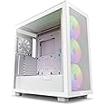 NZXT H7 Flow RGB CM-H71FW-R1 - Compact ATX Mid-Tower PC Gaming Case – High Airflow Perforated Front Panel – Tempered Glass Side Panel – 3 x F140 RGB Core Fans Included – 360mm Radiator Support – White