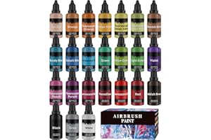REXLEY Airbrush Paint Set, 24Colors Acrylic Air Brush Paint Kit, Ready to Spray Water-Based Opaque & Neon Colors for Artists, Beginners, and Students, DIY Projects, 30 ml/1.01 Fl Oz Bottle O