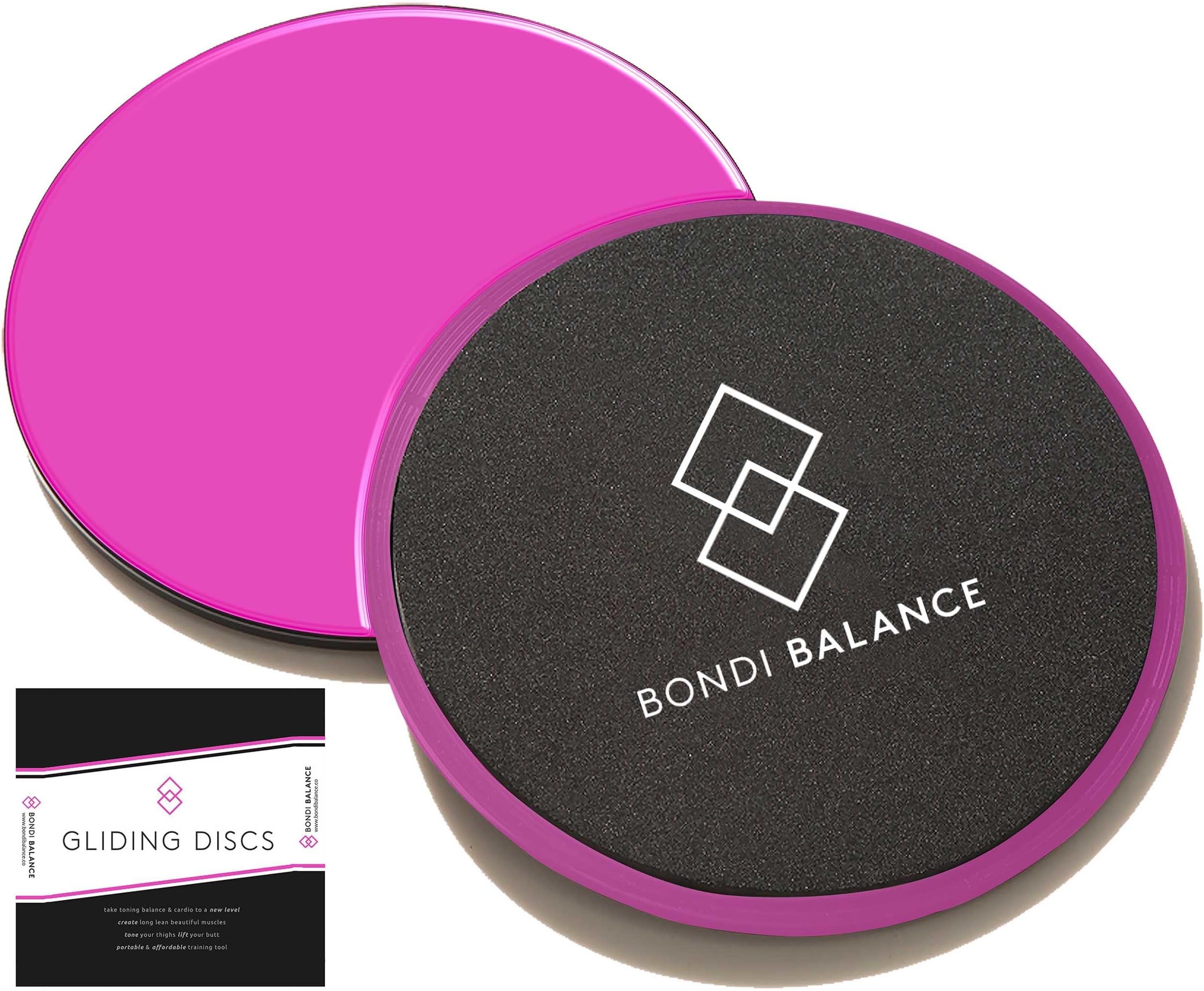 Bondi Balance Gliding Discs for Core Exercises Dual Sided Hot Pink Set of 2 with Sliders Workout Ebook