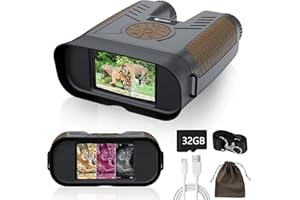 IXIEEX Night Vision Goggles Rechargeable - Full-Color Infrared Binoculars with FHD 1080P, 1968FT Viewing Range for Hunting, Includes 32GB Memory Card for Photo and Video Storage