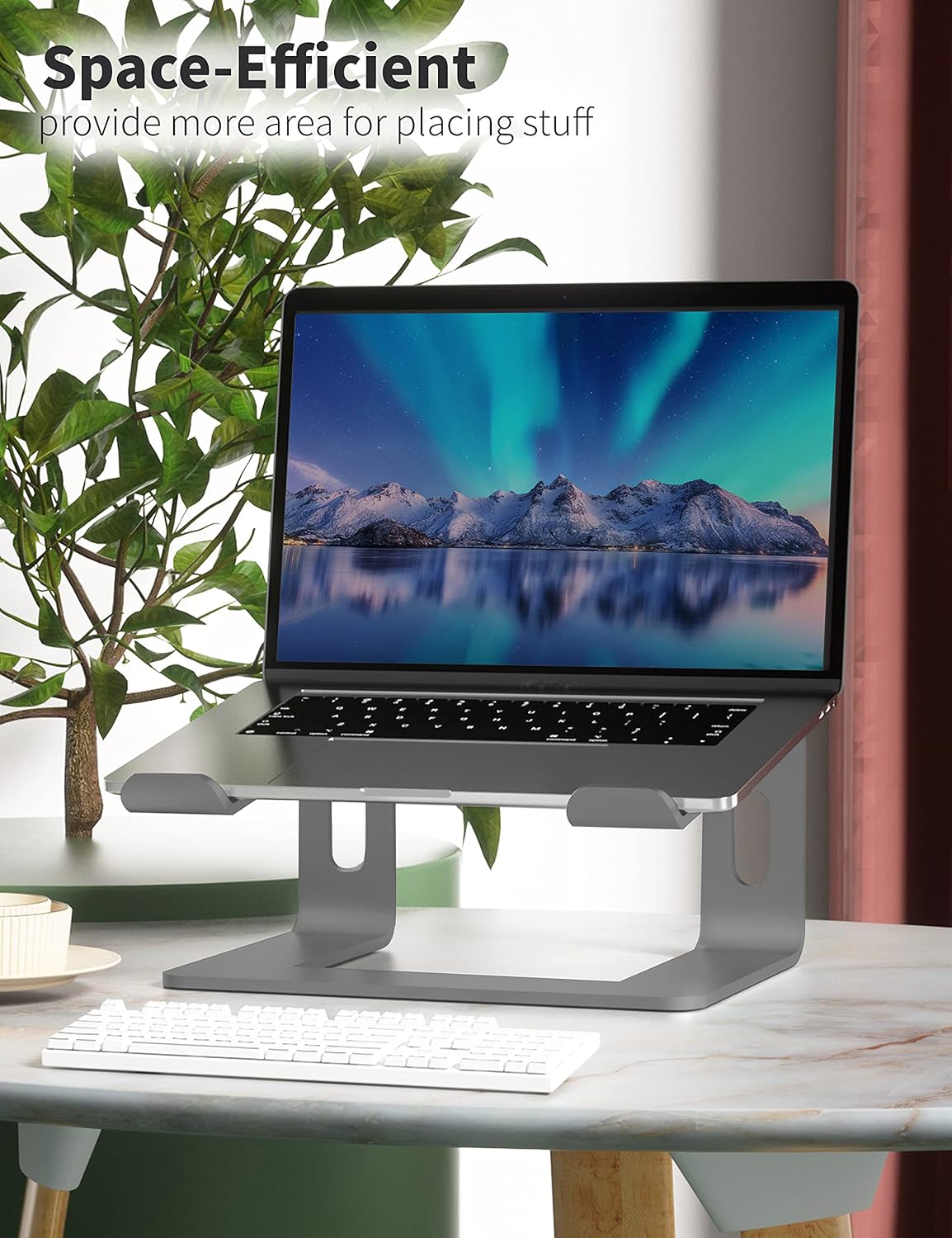 Soundance Laptop Stand, Aluminum Computer Riser, Ergonomic Laptops Elevator for Desk, Metal Holder Compatible with 10 to 15.6 Inches Notebook Computer, Grey: Office Products