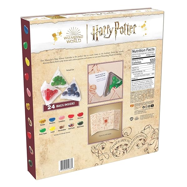 JELLY BELLY HARRY POTTER MARAUDER’S MAP TRIVIA ADVENT CALENDAR, COUNTDOWN TO CHRISTMAS 2024, 24 INDIVIDUAL BAGS OF BERTIE BOTT’S JELLY BEANS