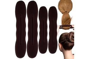 Lekgavd 4 PCS Hair Bun Maker, 2 Sizes Sponge Hair Updo Shaper for Women, Classic Lazy Hair Curler Clip Ties, Hair Styling Accessories for Long, Curly, Straight Hair - Brown