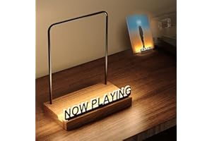 KORRTFID Now Playing Vinyl Record Stand, Light Up Vinyl Record Display Stand, Holder for Album Display Storage, Warm White Light with Fingerprint-Proof Acrylic Letters (Black letters)