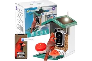 WUZUTECH Happy Birdy Smart Bird Feeder - AI Wild Bird Feeder with Camera Identifies 10,000+ Species, 2.5K Full HD Video, Solar Powered Dual Panels, Infrared Night Vision, Weatherproof IP67 Kit